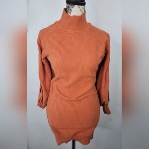 XLura Mini Sweater Dress Sz M Long Sleeves Lace Cutout Bodycon